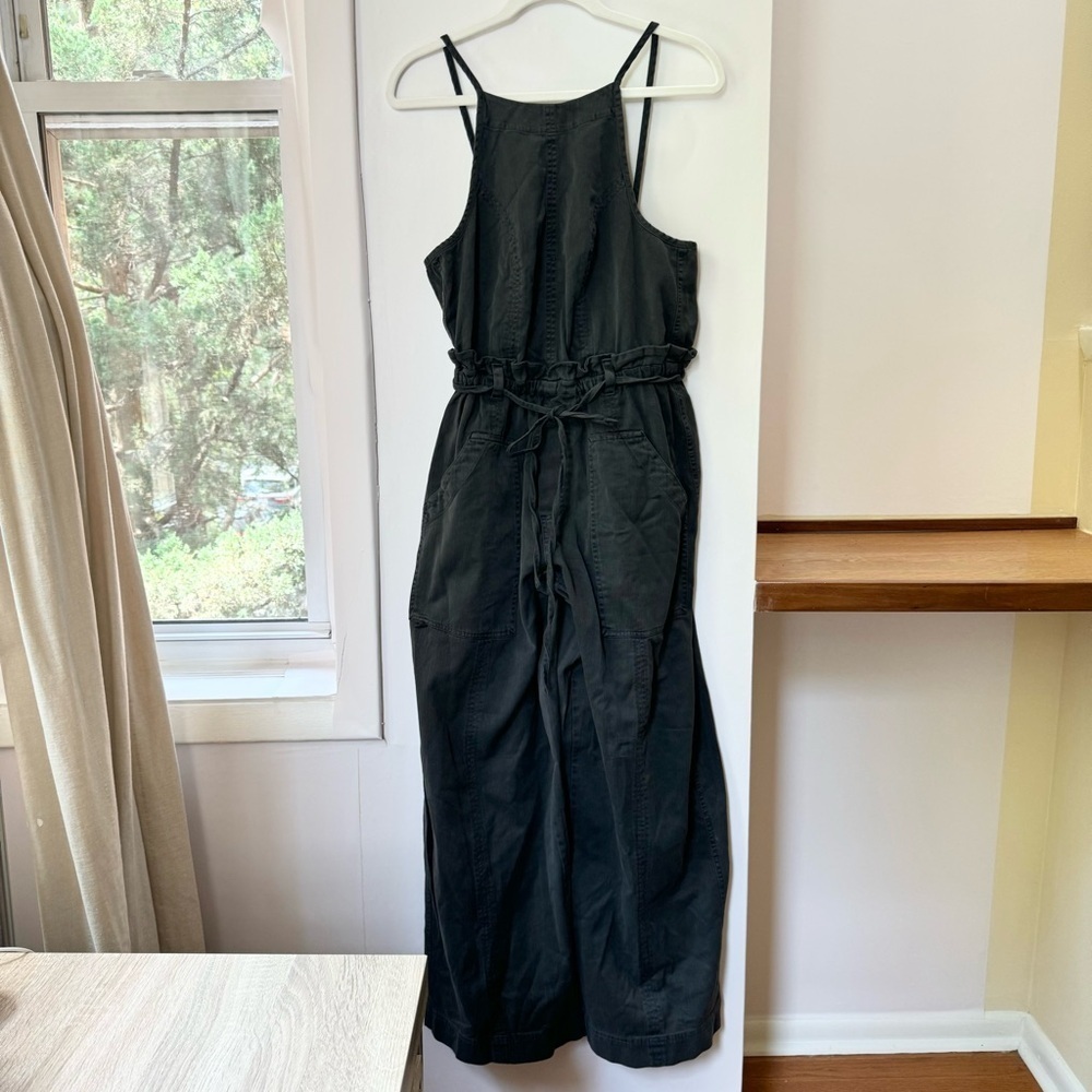 Free People Wide Leg Black Jumpsuit Tie Waist Small